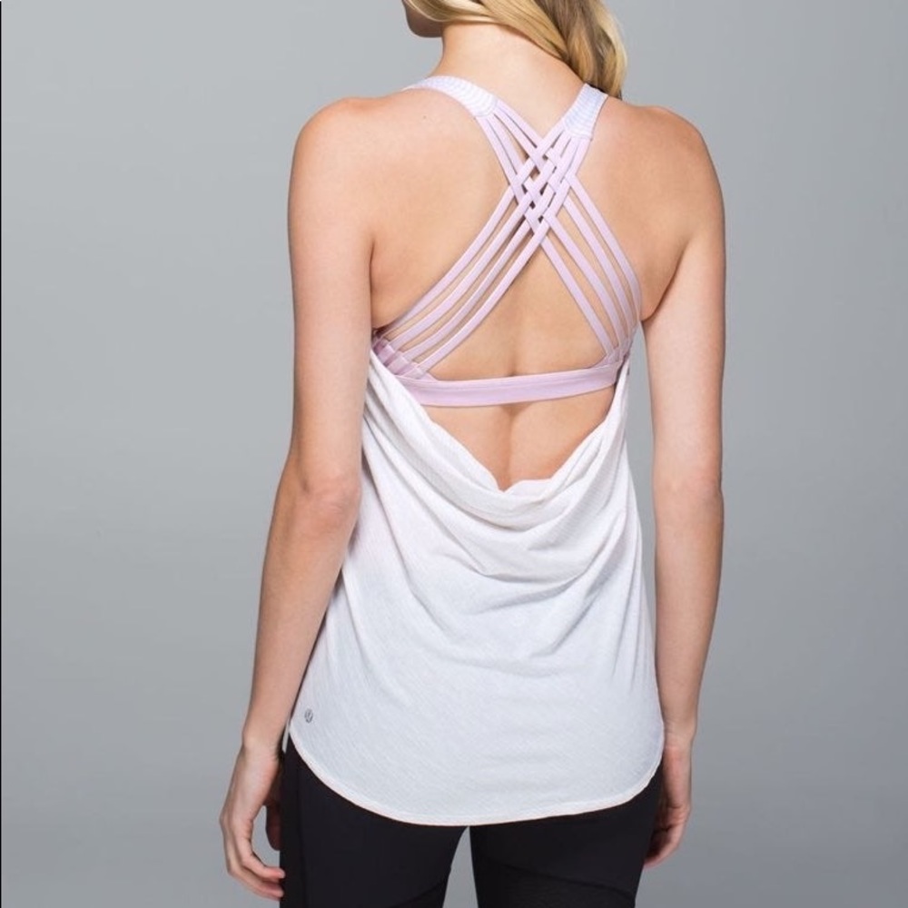 White/Pink Lululemon Free to be Wild tank